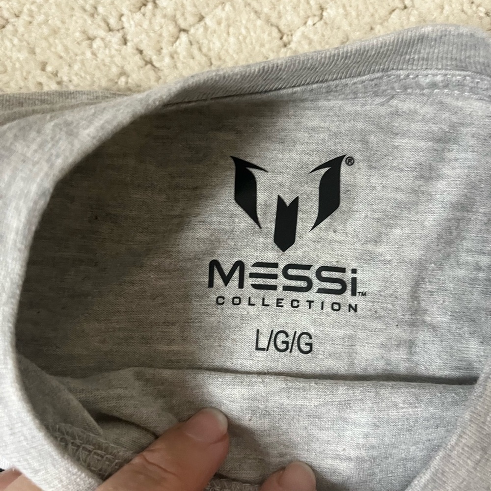 Boys Gray Long Sleeve Messi Shirt large cotton - Picture 2 of 2